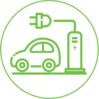 Icon showing compact car with electric plug nearby.